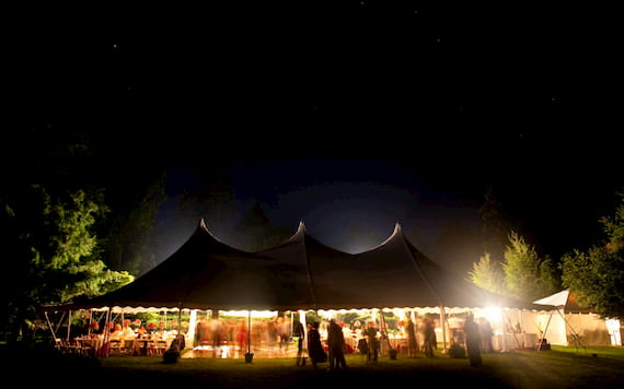 wedding tent at night