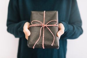 close up of wrapped gift