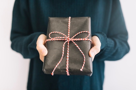 close up of wrapped gift
