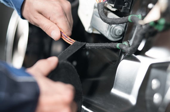 rewrapping with automotive wire harness tape