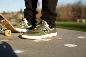 skater with new balance shoes on
