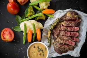 plant and animal protein source foods placed on a table