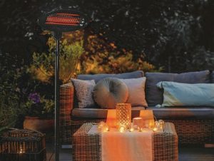 electric heater outdoors at night