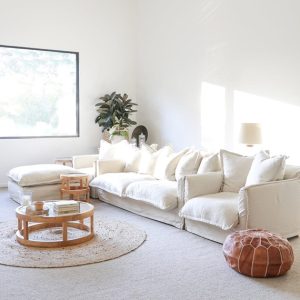 The Cloud 3 Seater Sofa with Stone Slipcover