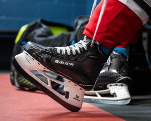 Bauer youth hockey skate on player