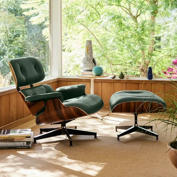 Eames® Lounge Leather Chair and Ottoman - Tall Size